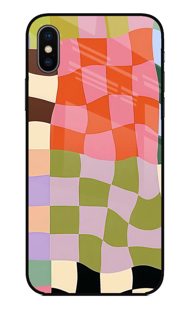 Wavy Grid iPhone X Glass Case