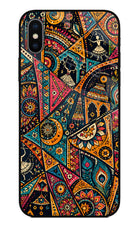 Folk Print iPhone X Glass Case