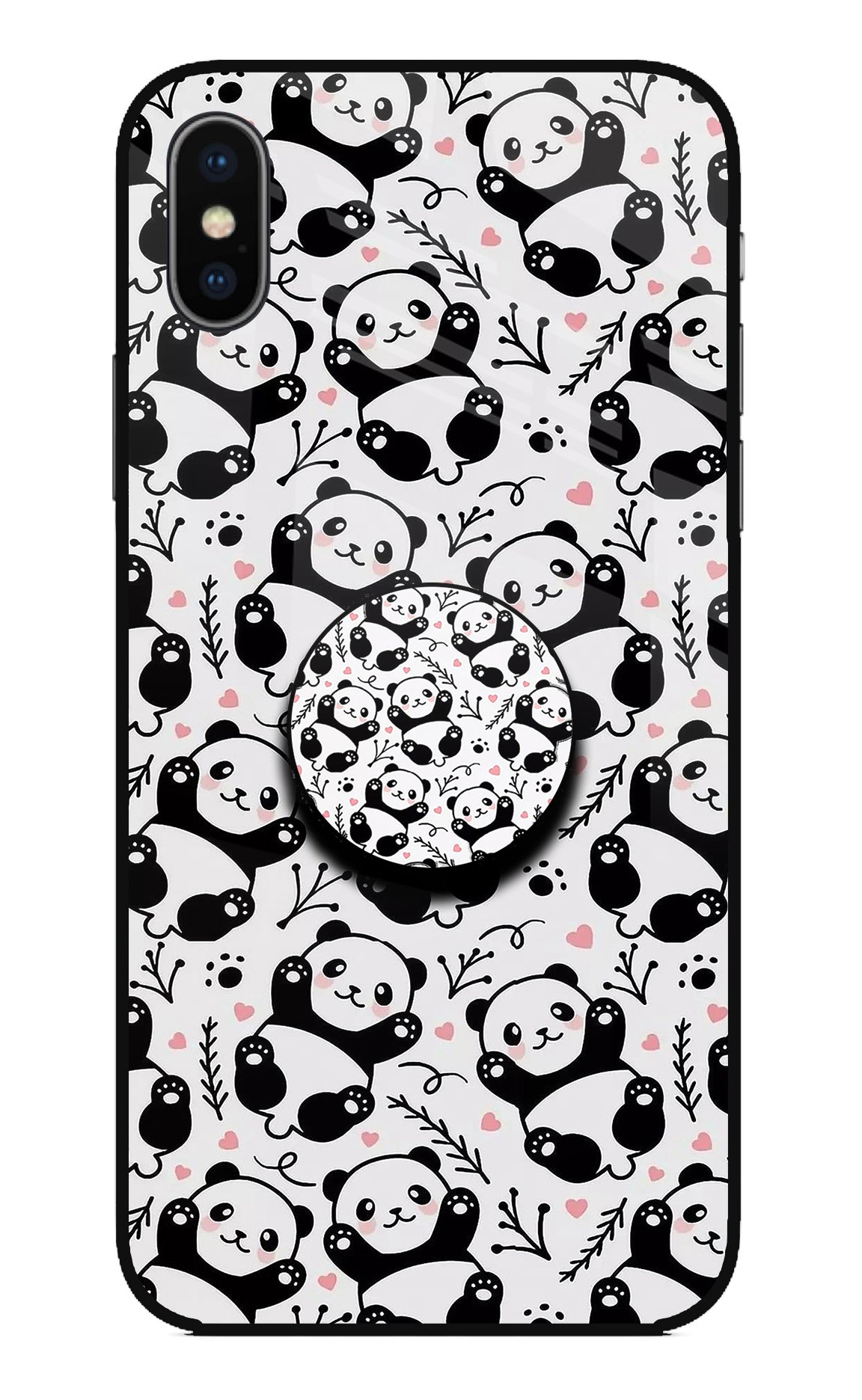 Cute Panda iPhone X Glass Case