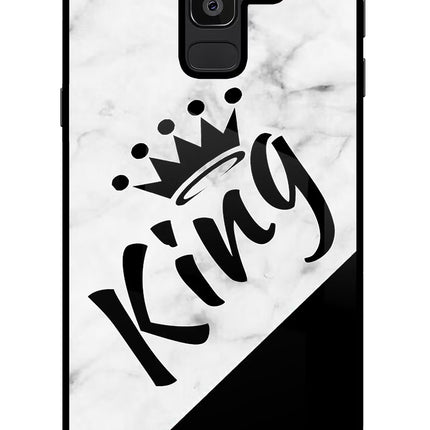 King Samsung J8 Glass Case Back Cover by Casekaro