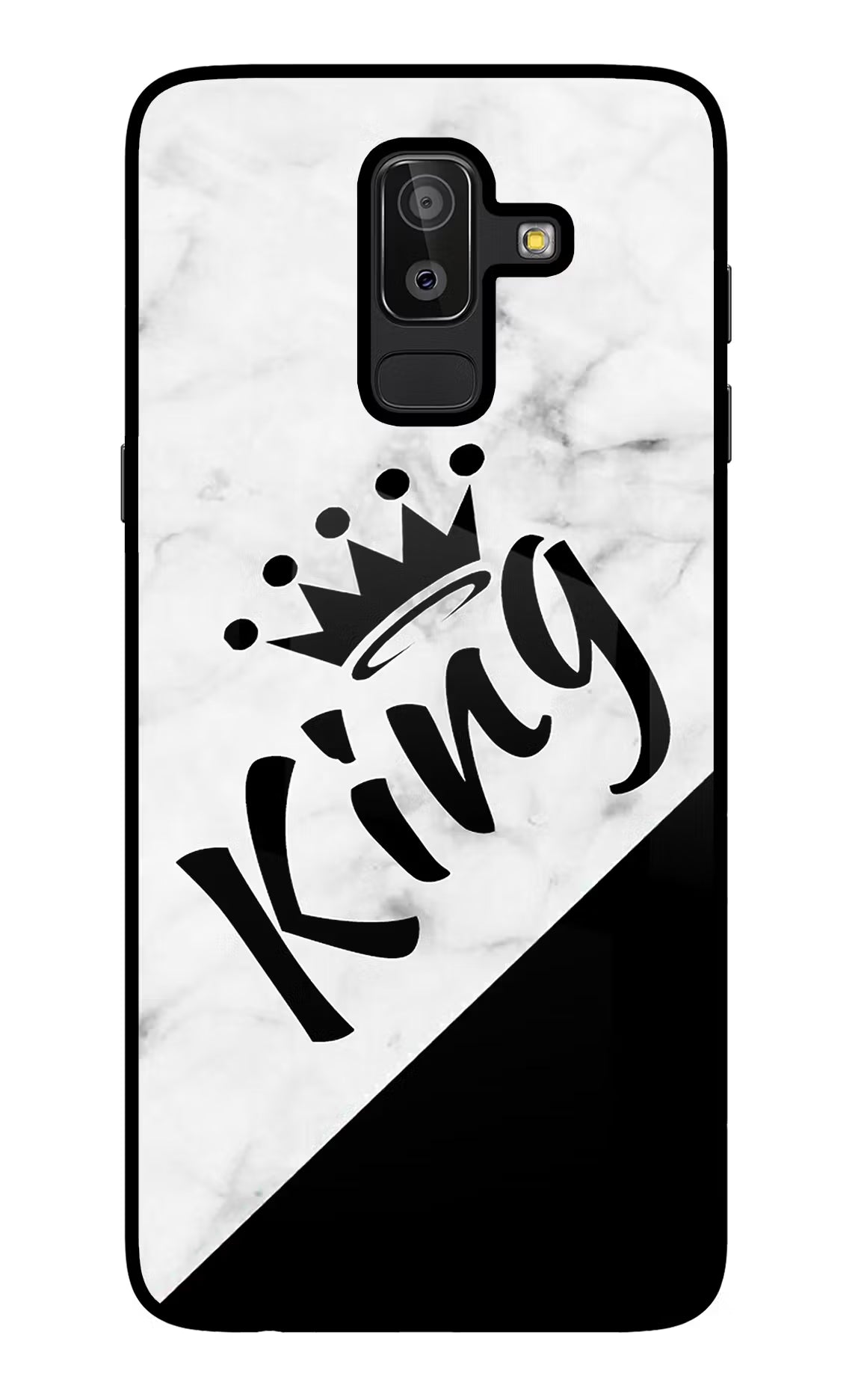 King Samsung J8 Glass Case Back Cover by Casekaro