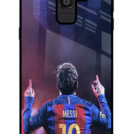 Messi Samsung J8 Glass Case Back Cover by Casekaro