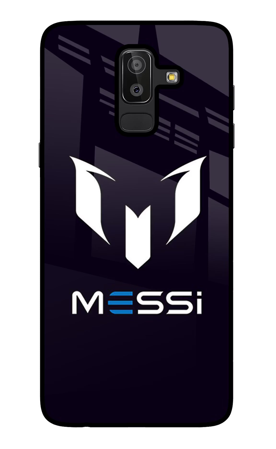 Messi Logo Samsung J8 Glass Case Back Cover by Casekaro