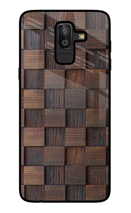 Wooden Cube Design Samsung J8 Glass Case