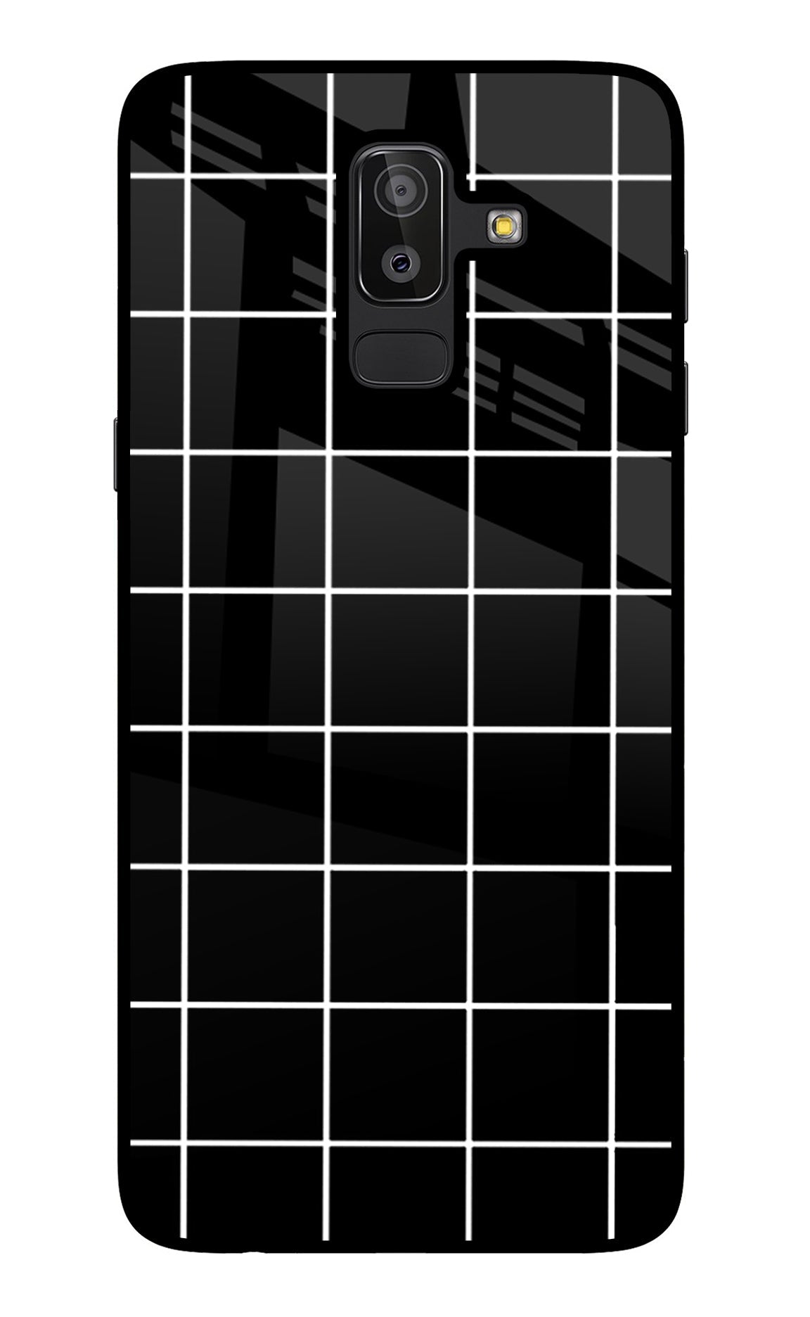 White Grid Samsung J8 Glass Case