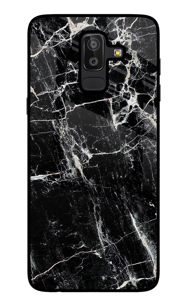 Black Marble Texture Samsung J8 Glass Case Back Cover by Casekaro