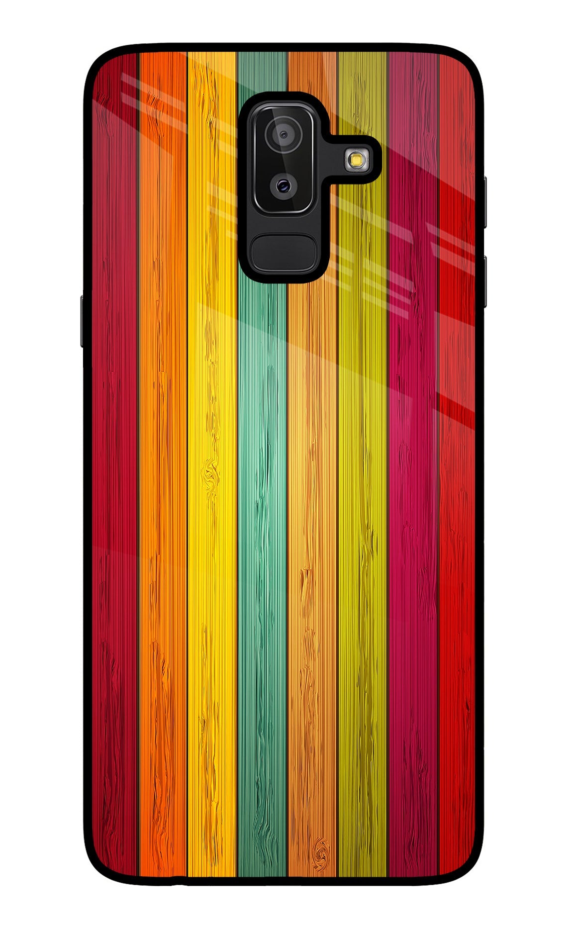 Multicolor Wooden Samsung J8 Glass Case