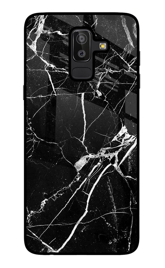 Black Marble Pattern Samsung J8 Glass Case