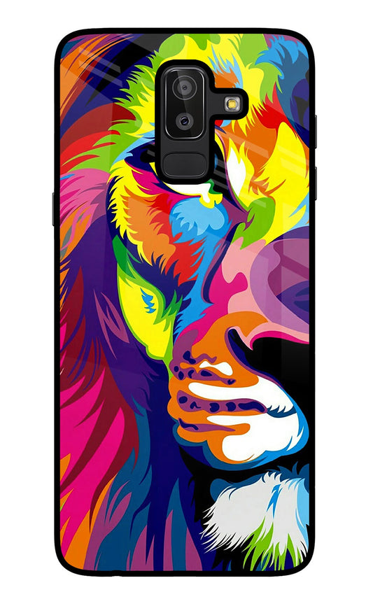 Lion Half Face Samsung J8 Glass Case