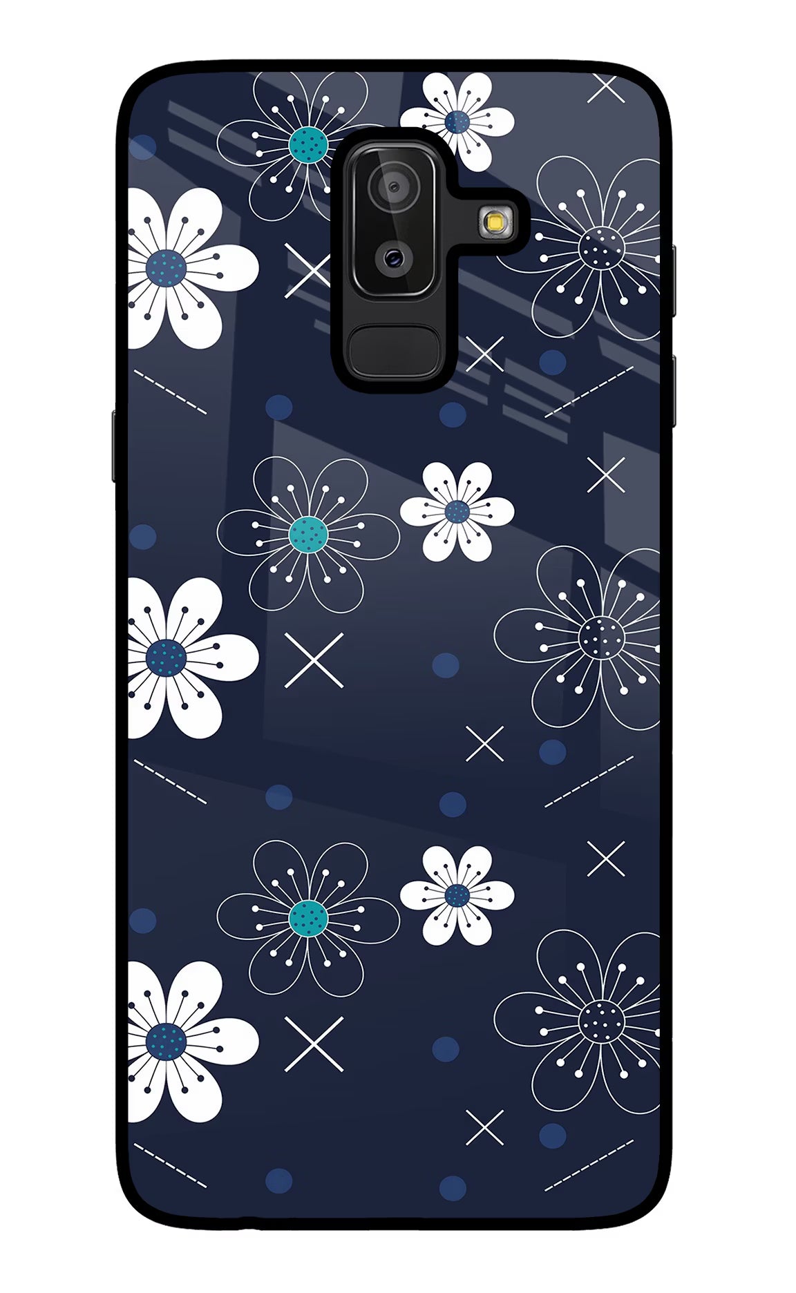 Flowers Samsung J8 Glass Case Back Cover by Casekaro