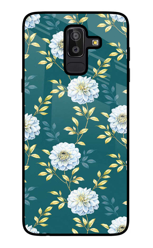 Flowers Samsung J8 Glass Case Back Cover by Casekaro