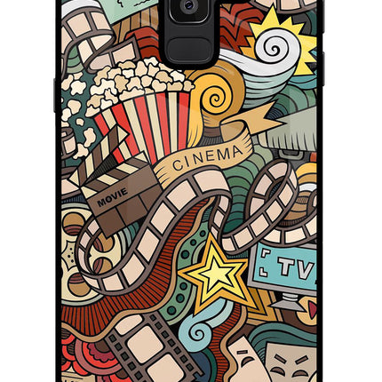 Cinema Abstract Samsung J8 Glass Case Back Cover by Casekaro