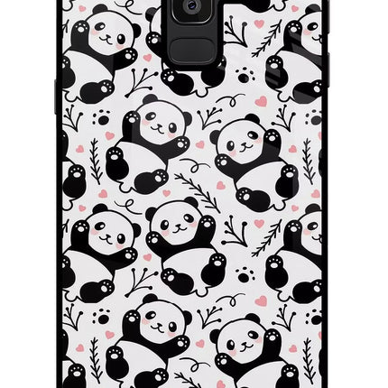 Cute Panda Samsung J8 Glass Case Back Cover by Casekaro