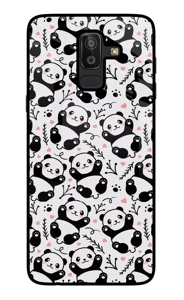 Cute Panda Samsung J8 Glass Case Back Cover by Casekaro