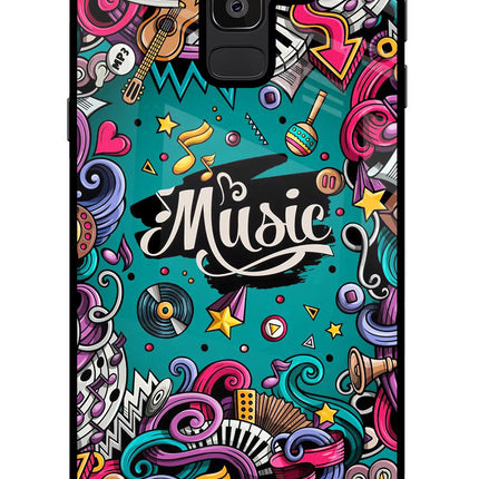 Music Graffiti Samsung J8 Glass Case Back Cover by Casekaro