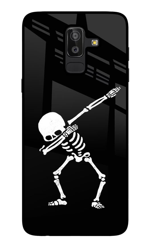 Dabbing Skeleton Art Samsung J8 Glass Case