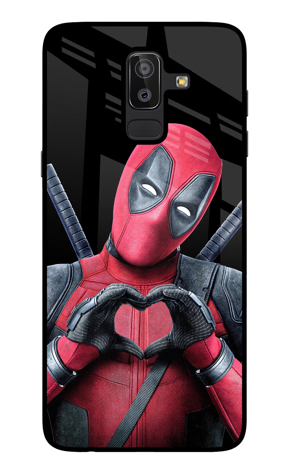 Deadpool Samsung J8 Glass Case Back Cover by Casekaro