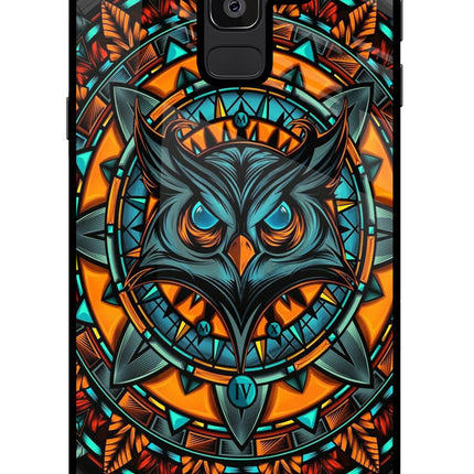 Angry Owl Art Samsung J8 Glass Case Back Cover by Casekaro