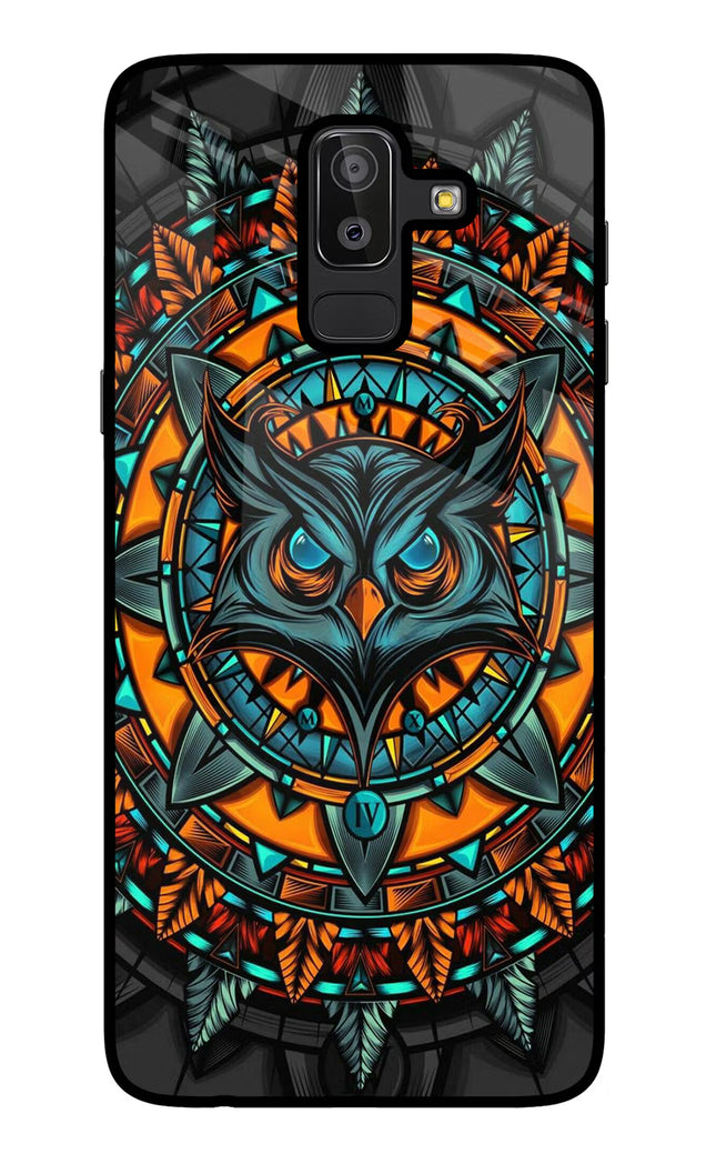 Angry Owl Art Samsung J8 Glass Case Back Cover by Casekaro