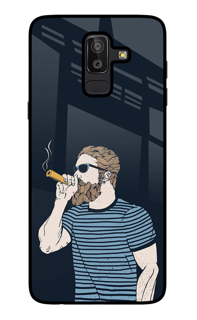 Smoking Samsung J8 Glass Case Back Cover by Casekaro