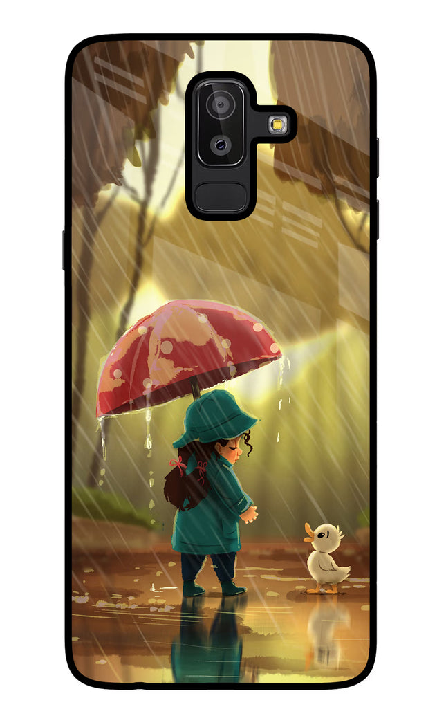 Rainy Day Samsung J8 Glass Case Back Cover by Casekaro