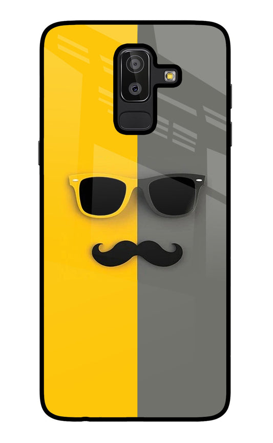 Sunglasses with Mustache Samsung J8 Glass Case
