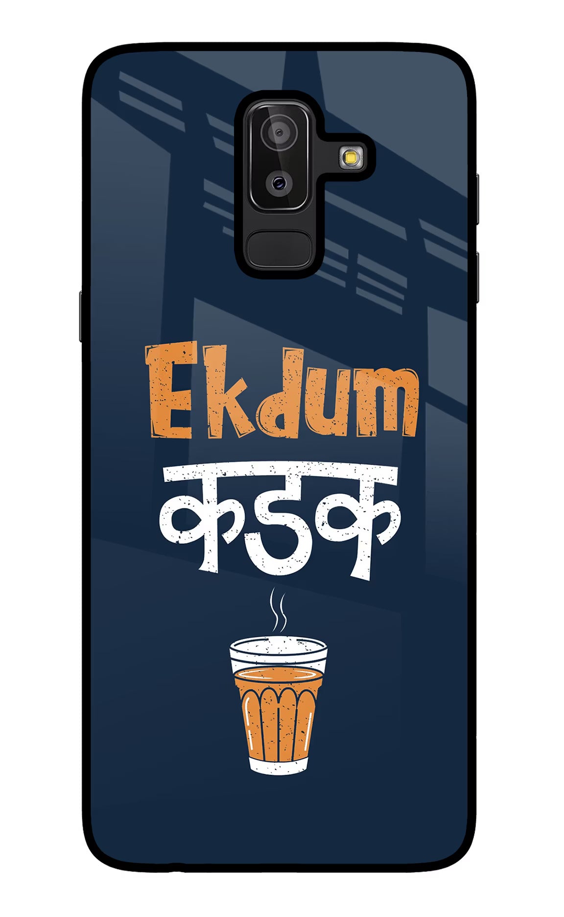 Ekdum Kadak Chai Samsung J8 Glass Case Back Cover by Casekaro