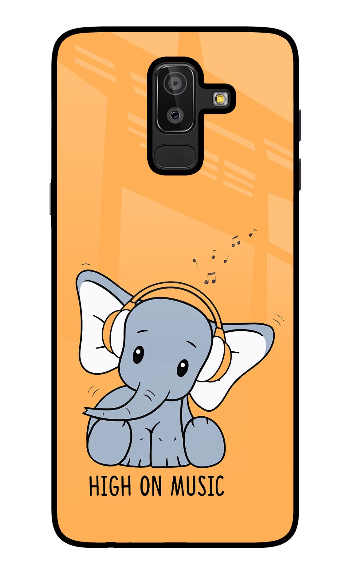 High On Music Samsung J8 Glass Case Back Cover by Casekaro