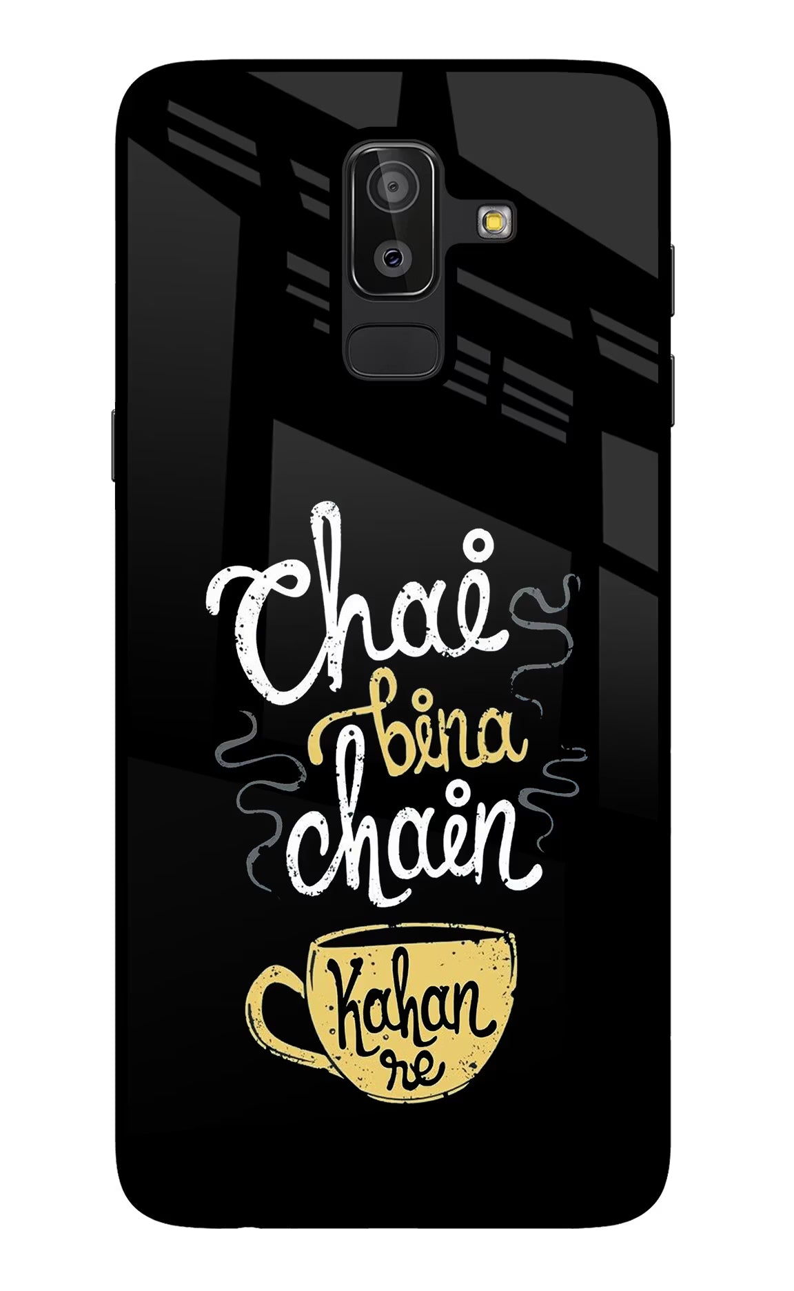 Chai Bina Chain Kaha Re Samsung J8 Glass Case Back Cover by Casekaro