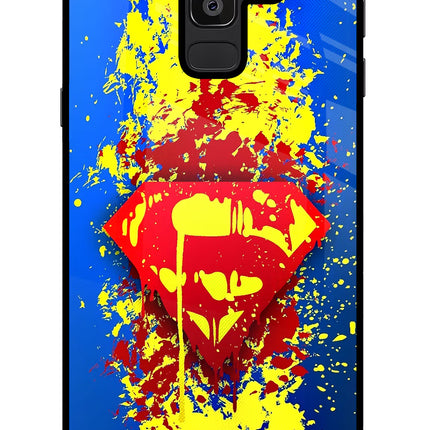 Superman logo Samsung J8 Glass Case Back Cover by Casekaro