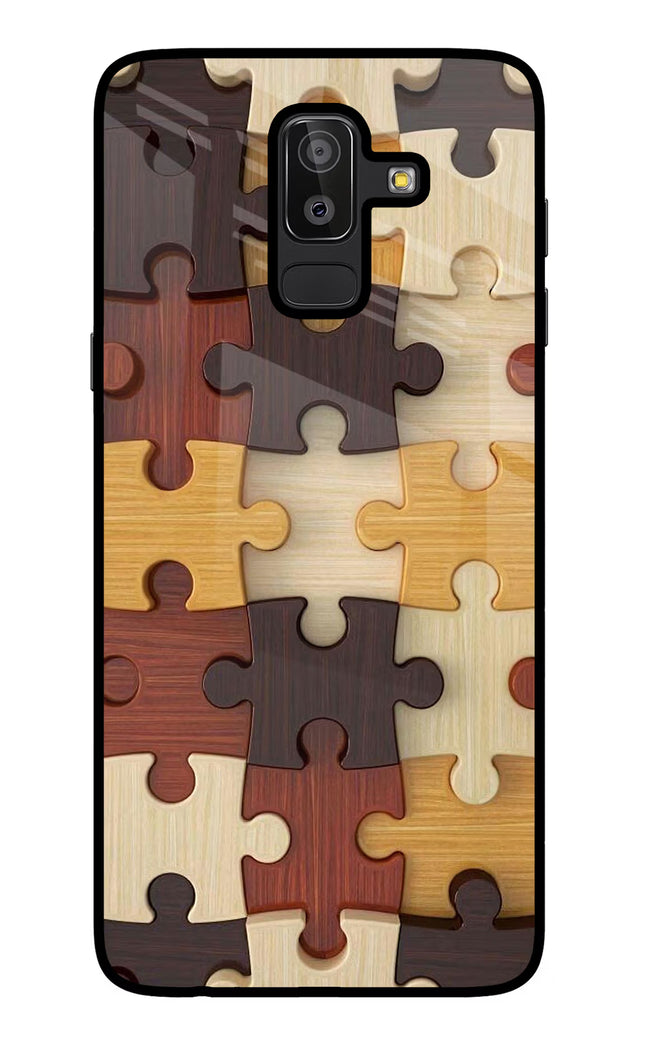 Wooden Puzzle Samsung J8 Glass Case Back Cover by Casekaro