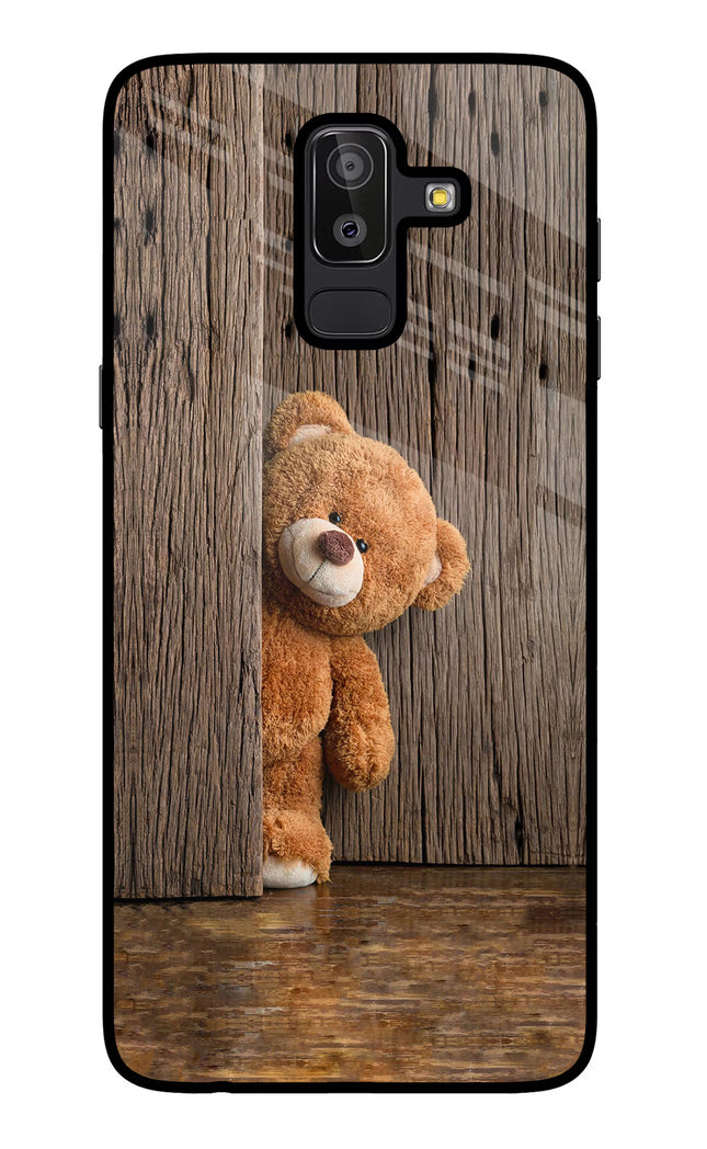 Teddy Wooden Samsung J8 Glass Case Back Cover by Casekaro