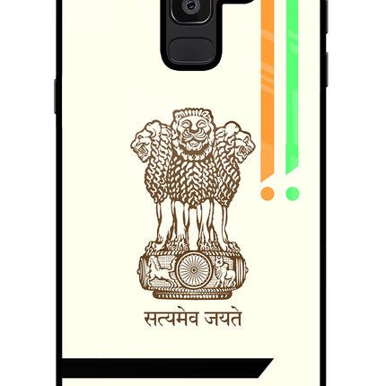 Satyamev Jayate Brown Logo Samsung J8 Glass Case Back Cover by Casekaro