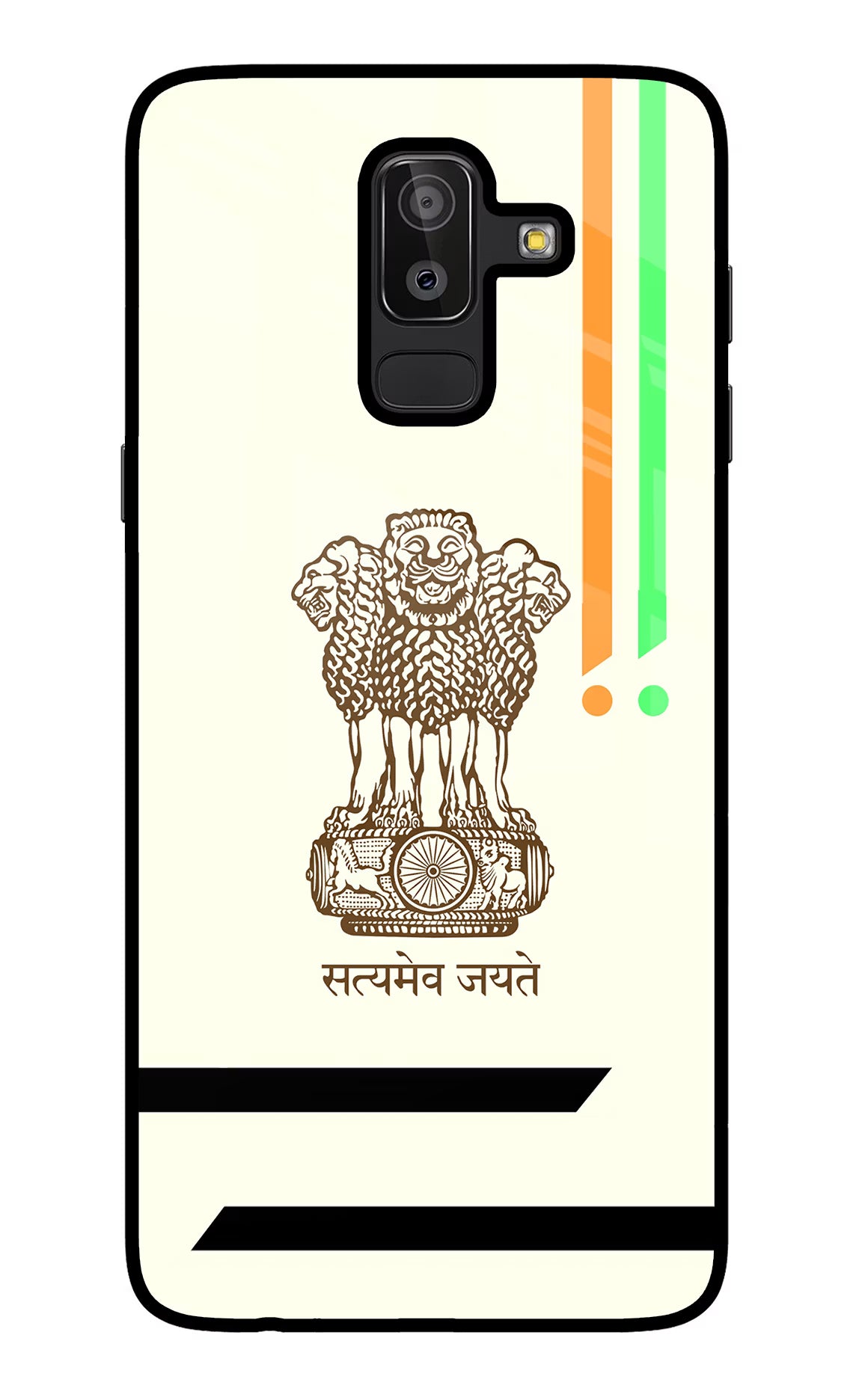Satyamev Jayate Brown Logo Samsung J8 Glass Case Back Cover by Casekaro