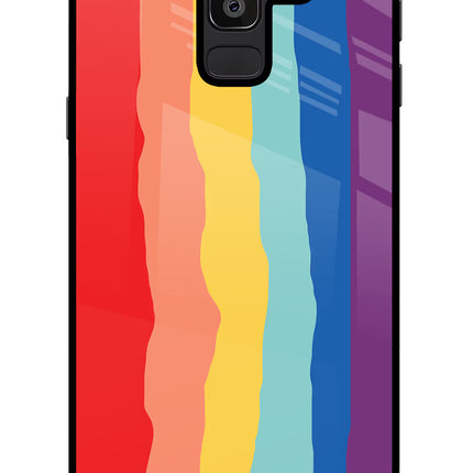 Rainbow Samsung J8 Glass Case Back Cover by Casekaro