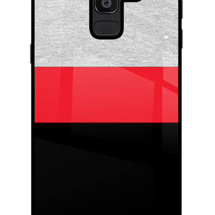 Tri Color Pattern Samsung J8 Glass Case Back Cover by Casekaro