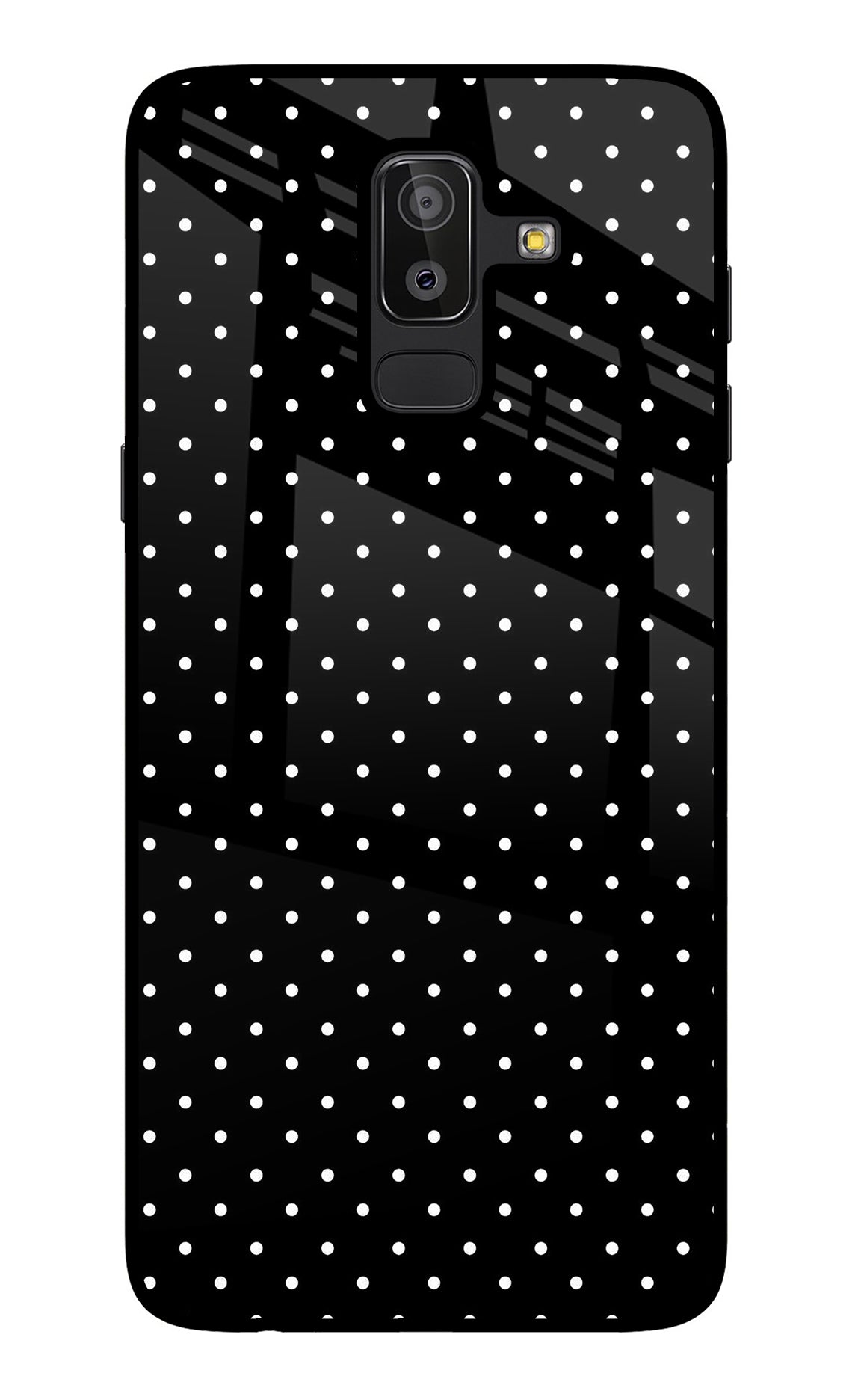 White Dots Samsung J8 Glass Case