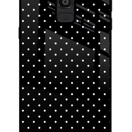 White Dots Samsung J8 Glass Case Back Cover by Casekaro
