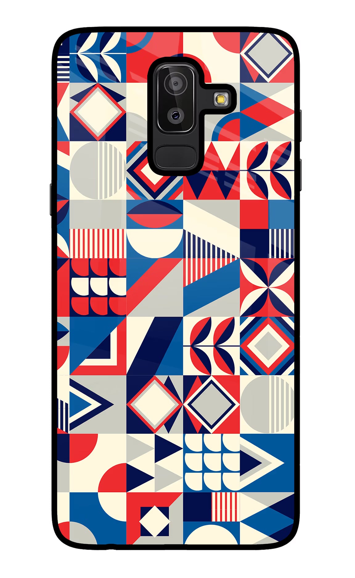 Colorful Pattern Samsung J8 Glass Case Back Cover by Casekaro