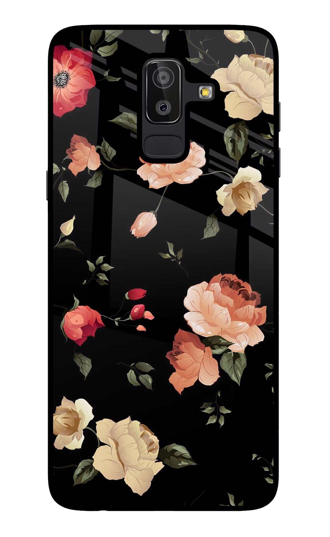 Flowers Samsung J8 Glass Case Back Cover by Casekaro