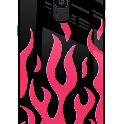 Fire Flames Samsung J8 Glass Case Back Cover by Casekaro