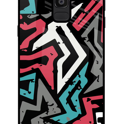 Geometric Graffiti Samsung J8 Glass Case Back Cover by Casekaro