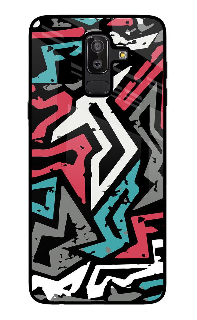 Geometric Graffiti Samsung J8 Glass Case Back Cover by Casekaro
