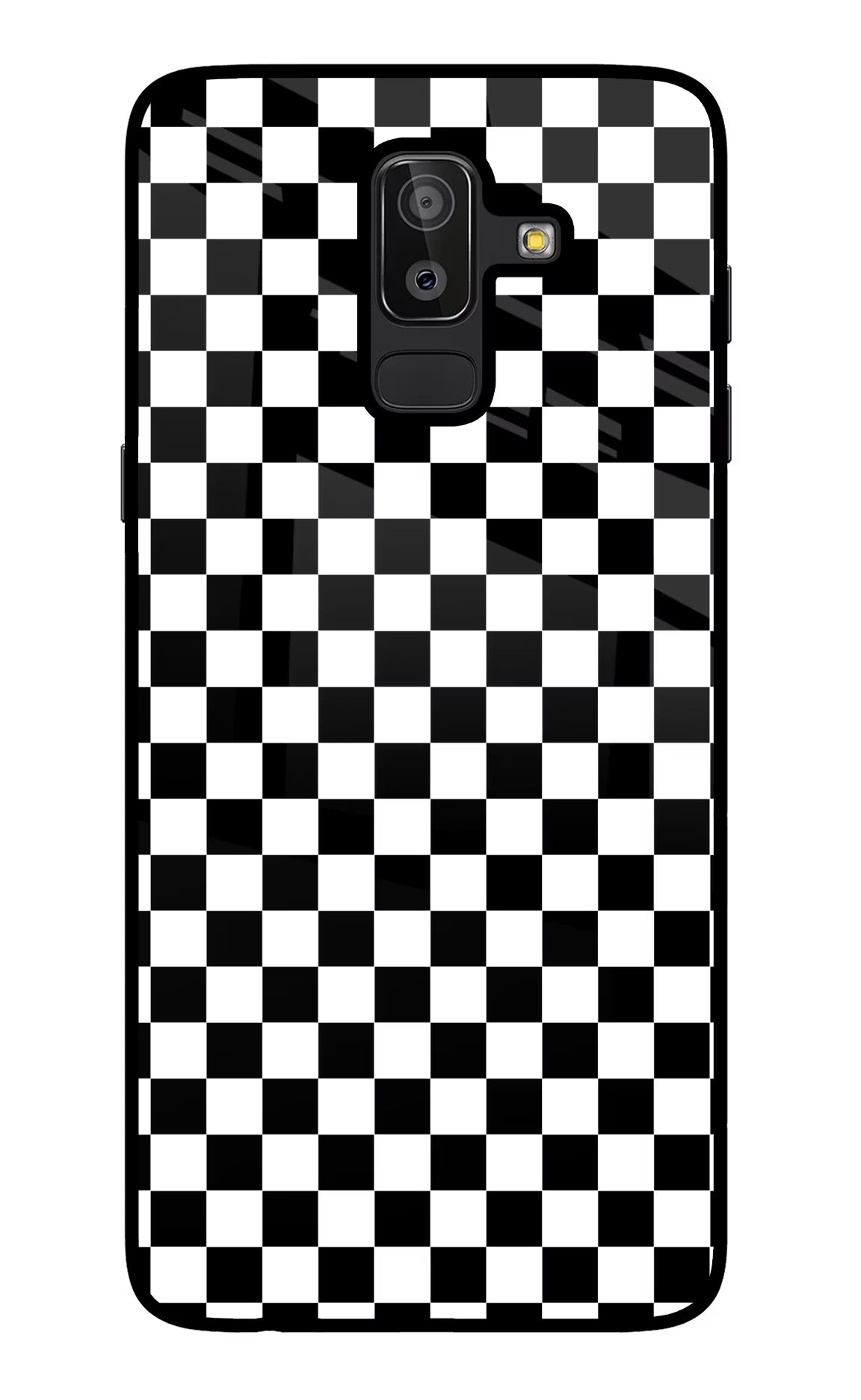 Chess Board Samsung J8 Glass Case Back Cover by Casekaro