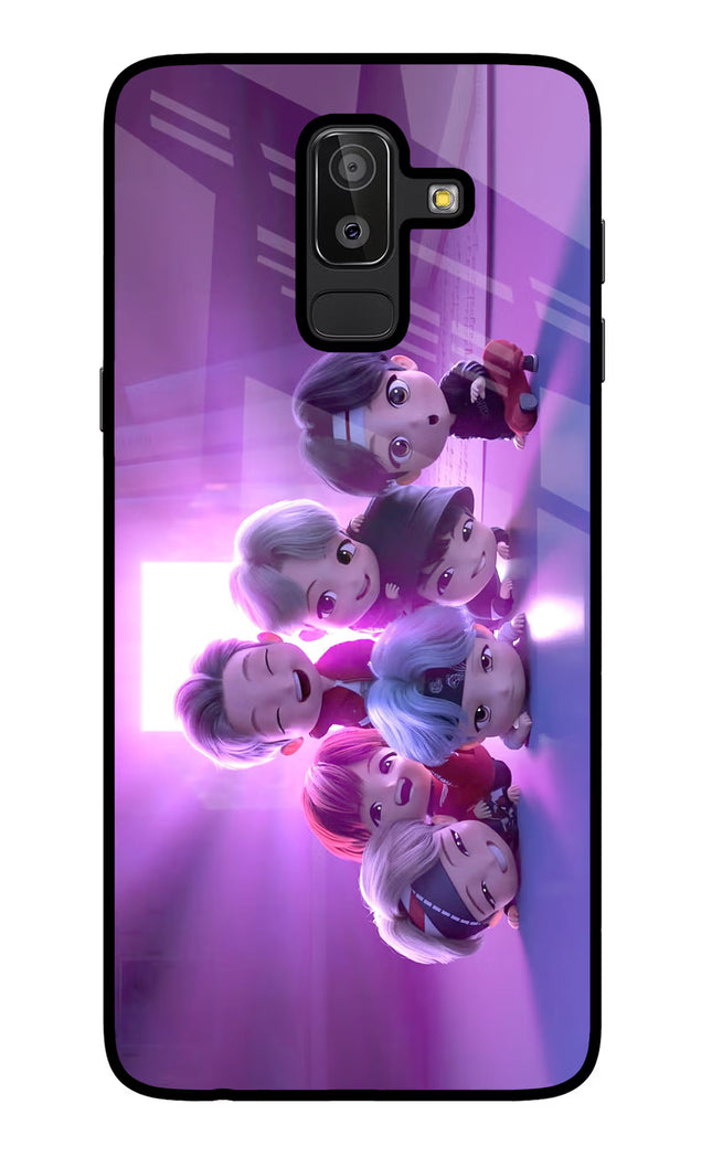 BTS Chibi Samsung J8 Glass Case Back Cover by Casekaro