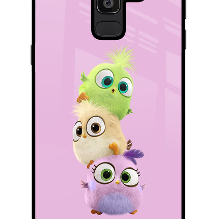 Cute Little Birds Samsung J8 Glass Case Back Cover by Casekaro