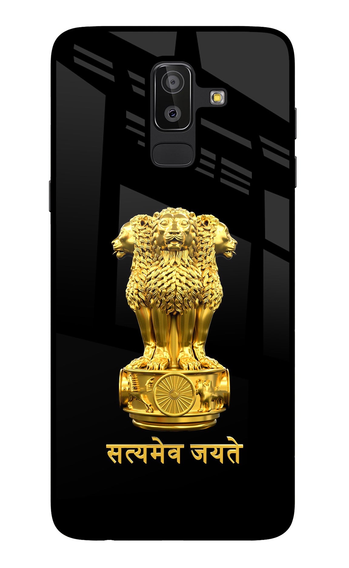 Satyamev Jayate Golden Samsung J8 Glass Case