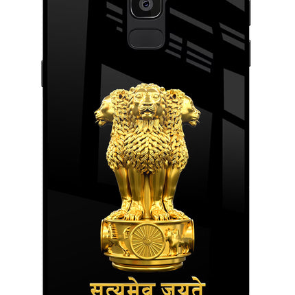 Satyamev Jayate Golden Samsung J8 Glass Case