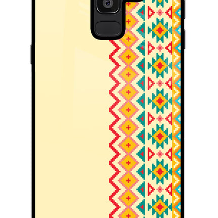 Ethnic Seamless Samsung J8 Glass Case Back Cover by Casekaro