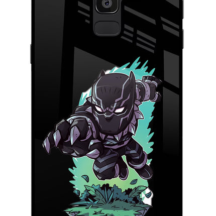 Black Panther Samsung J8 Glass Case Back Cover by Casekaro